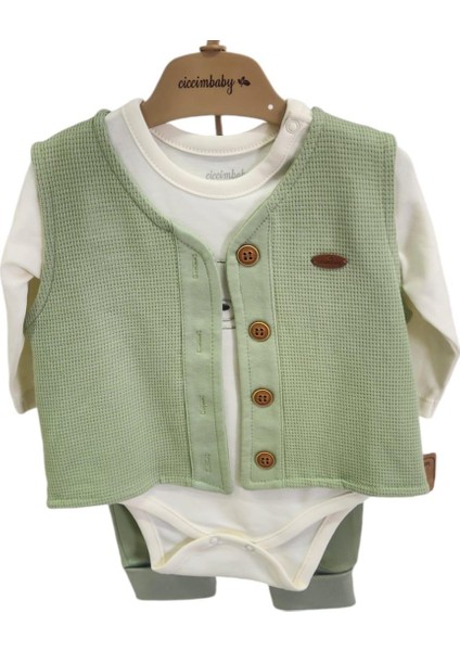 Ciccim Baby 3lü Takım Yelekli Bear Hugs Yeşil
