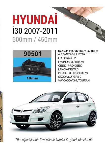 Hyundai I30 2007-2011 Muz Silecek Takımı (Cam Sabunu Hediyeli)