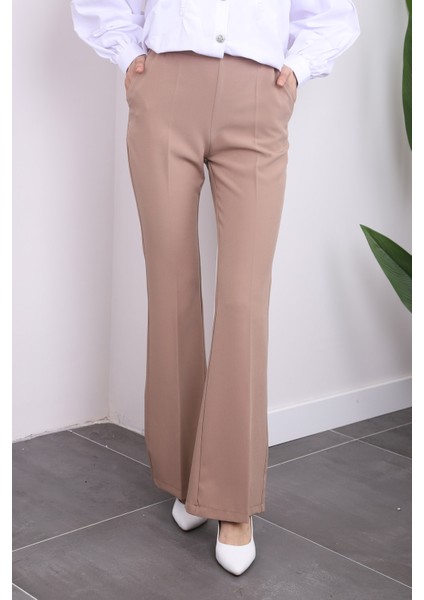 Vizon Bel Lastikli Cepli İspanyol Paça Pantolon