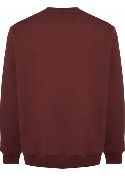 Travis Erkek Yumuşacık Kumaşlı Regular Fit Yuvarlak yakalı Bordo Sweatshirt