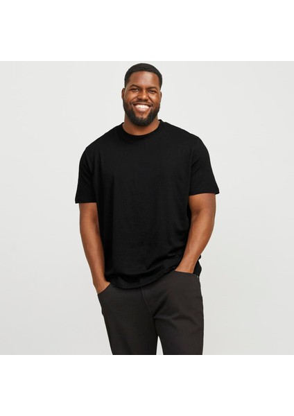Büyük Beden Düz Bisiklet Yaka T-Shirt - Bradley modelleri