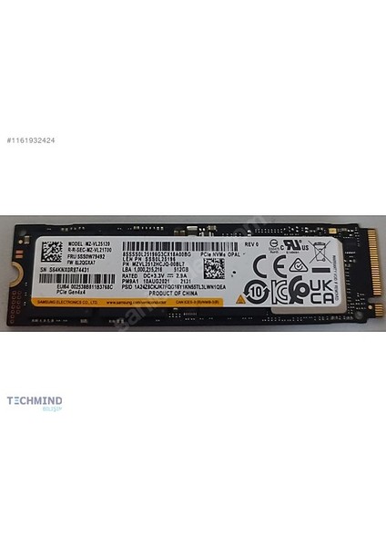 PM9A1 Pcıe Nvme MZ-VL25120 512GB M.2 2280 Pcıe GEN4X4 SSD