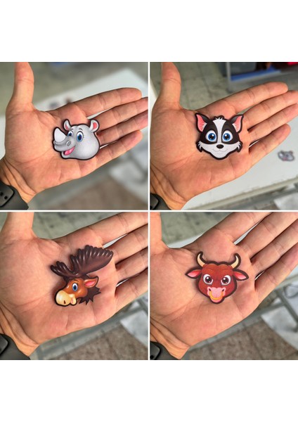 Ütü Ile Yapışan 4 Adet Örme Kumaş Arma Yırtık Kapatıcı Pratik Yama Tekstil Patch Sevimli Kafalar Su Aygırı Karaca Boğa Geyil indirimleri