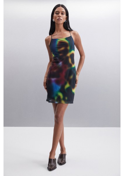 Allyson Kadın %100 Polyester Regular Mavi - Sarı Elbise