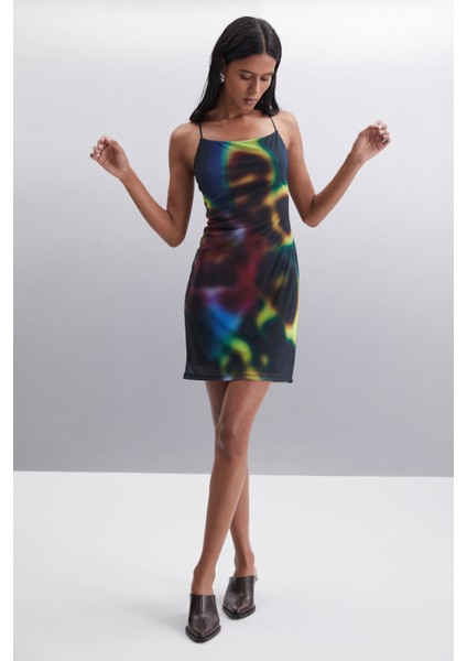 Allyson Kadın %100 Polyester Regular Mavi - Sarı Elbise fiyatları