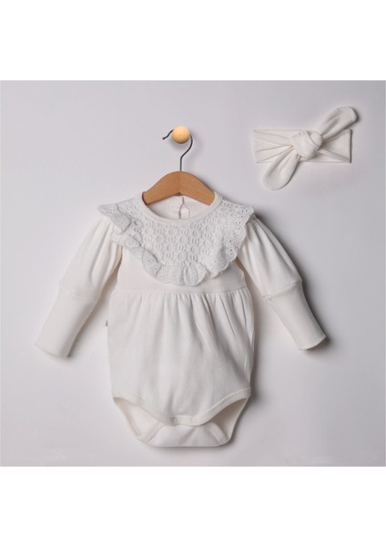 3-6-9-12 Ay Kız Bebek Tulum Karpuz Kollu Beyaz