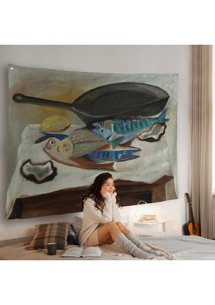 Picasso-Balık ve Kızartma Tavası Duvar ÖRTÜSÜ-7102 fiyatları