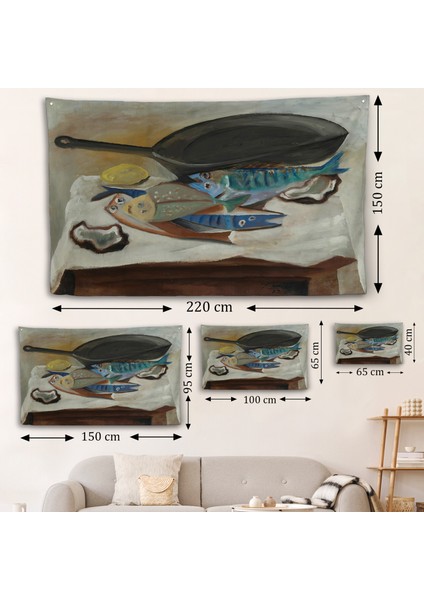Picasso-Balık ve Kızartma Tavası Duvar ÖRTÜSÜ-7102 fırsatları