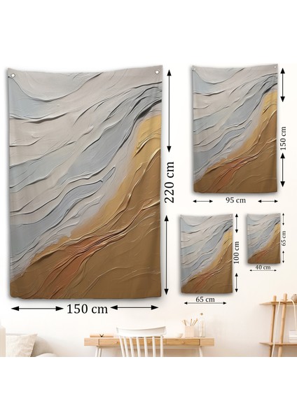 Sarı ve Krem Tonlarındakı Yağlıboya Görünümlü Duvar ÖRTÜSÜ-7611 fırsatları