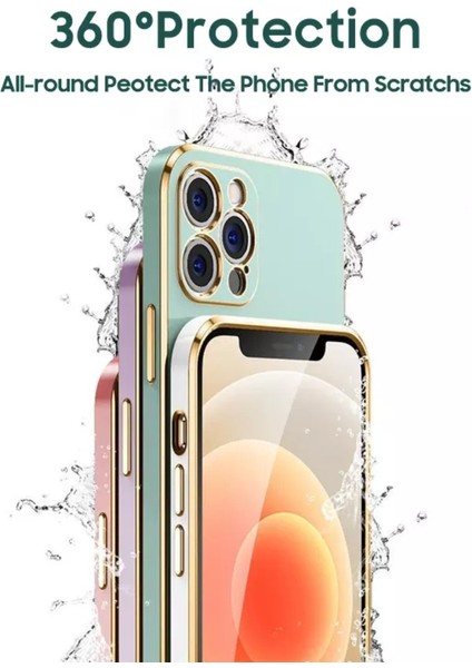 Cover Center iPhone 15 Pro Max Uyumlu Kılıf Parlak Gold Kenarlı Kamera Korumalı Silikon Kapak