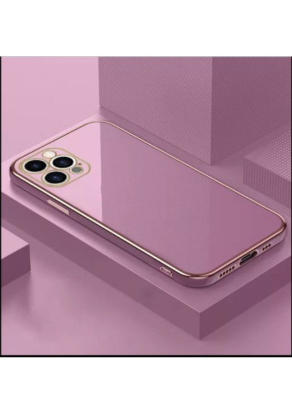 Cover Center iPhone 15 Pro Max Uyumlu Kılıf Parlak Gold Kenarlı Kamera Korumalı Silikon Kapak