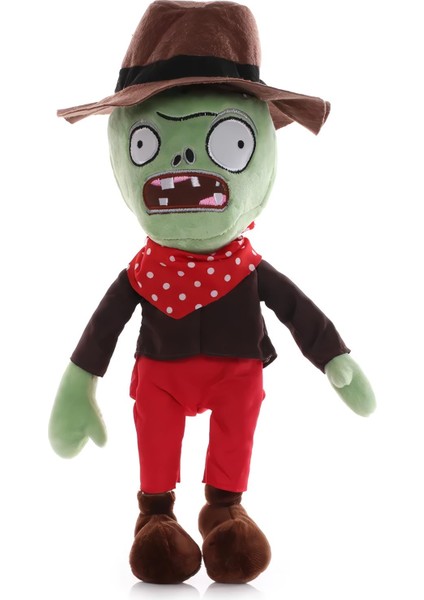 Ithal Kumaş Plants Vs. Zombies Pvz Serisi Sesli Karakter Figür Peluş Oyuncak Cowboy Zombie 28 Cm.