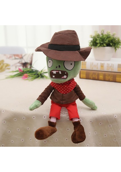 Ithal Kumaş Plants Vs. Zombies Pvz Serisi Sesli Karakter Figür Peluş Oyuncak Cowboy Zombie 28 Cm.