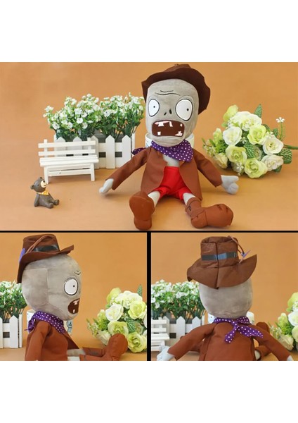 Ithal Kumaş Plants Vs. Zombies Pvz Serisi Sesli Karakter Figür Peluş Oyuncak Cowboy Zombie 28 Cm.