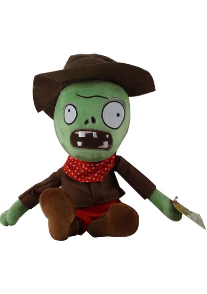 Ithal Kumaş Plants Vs. Zombies Pvz Serisi Sesli Karakter Figür Peluş Oyuncak Cowboy Zombie 28 Cm.