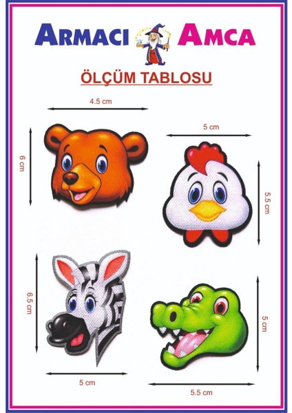 Ütü Ile Yapışan 4 Adet Örme Kumaş Arma Yırtık Kapatıcı Pratik Yama Tekstil Patch Sevimli Hayvan Kafalar Ayı Tavuk Zebra Timsah