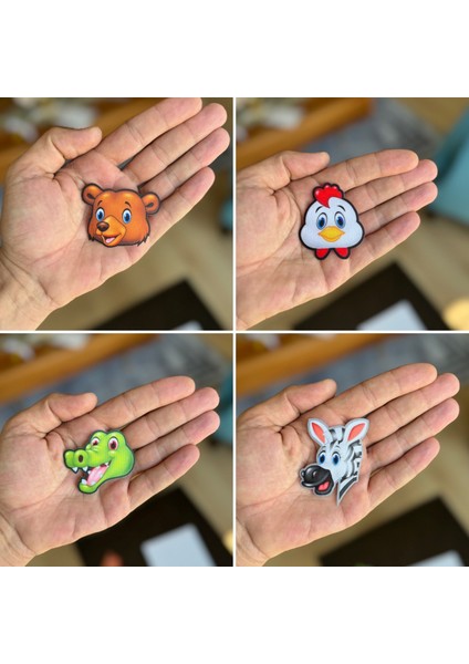 Ütü Ile Yapışan 4 Adet Örme Kumaş Arma Yırtık Kapatıcı Pratik Yama Tekstil Patch Sevimli Hayvan Kafalar Ayı Tavuk Zebra Timsah