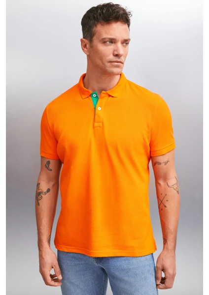 Mathew Erkek Turuncu Polo Yaka T-Shirt