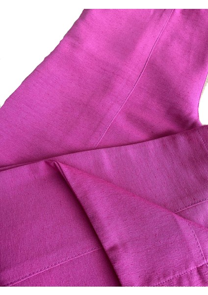 Kadın Beli Lastikli Biyeli Ince Yazlık Keten Pantolon Koyu Pembe modelleri