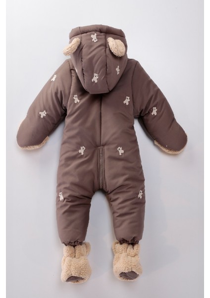 Yeni Trend Bebek Sevimli Ayı Figürlü Kışlık Kürklü Patik-Eldivenli Kapüşonlu Kozmonot-Astronot Tulum fırsatları