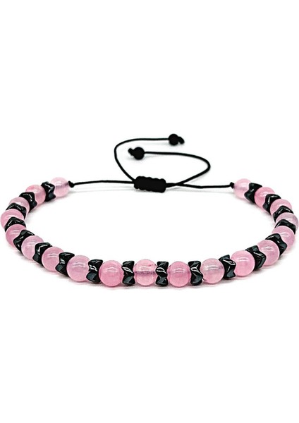 Pembe Kuvars ve Hematit Bileklik