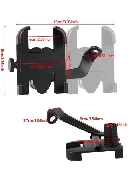 Bisiklet ve Motosiklet Telefon Tutucu Ayna Bağlantılı  Alüminyum Metal Alaşımlı 360 Derece Hareket