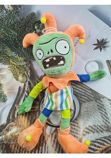 Ithal Kumaş Plants Vs. Zombies Pvz Serisi Sesli Karakter Figür Peluş Oyuncak Jester Zombie 28 Cm.