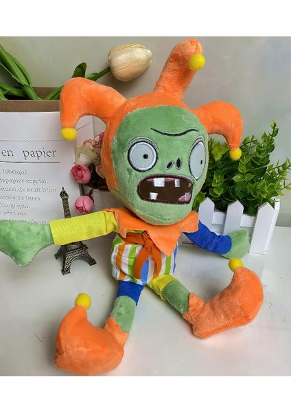 Ithal Kumaş Plants Vs. Zombies Pvz Serisi Sesli Karakter Figür Peluş Oyuncak Jester Zombie 28 Cm.