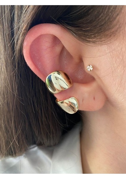 Iri Halka Altın Kaplama Kadın Earcuff Kıkırdak Küpe