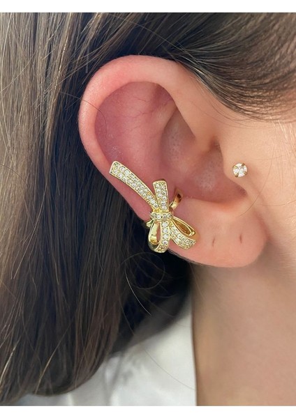 Kurdele Altın Kaplama Kadın Earcuff Kıkırdak Küpe