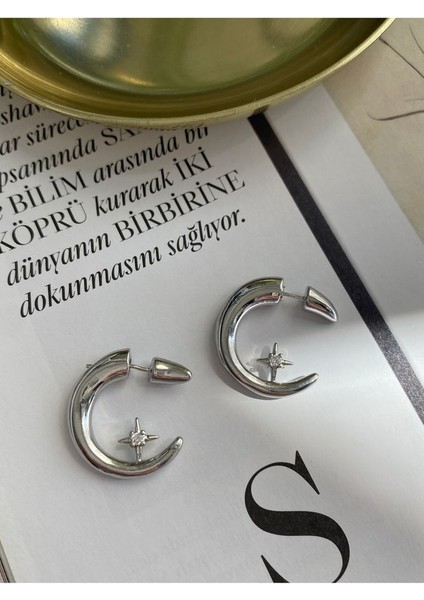 Yıldız Halka Altın Kaplama Kadın Küpe Çifti