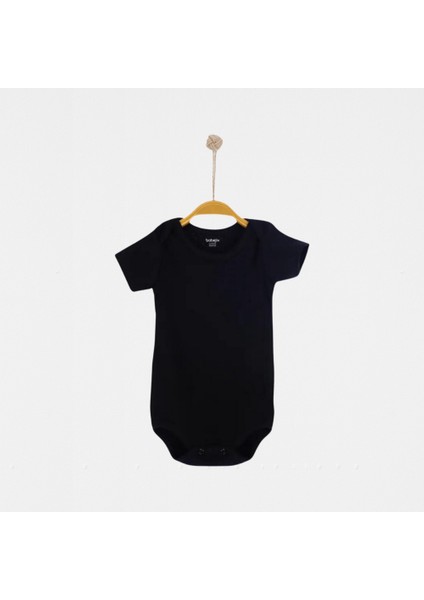Siyah Pamuklu Kumaş Kısa Kollu Çıtçıtlı Bebek Zıbın Body fiyatları