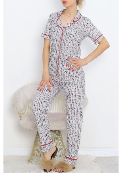 Düğmeli Pijama Takımı Grisiyah - 18948.1567.