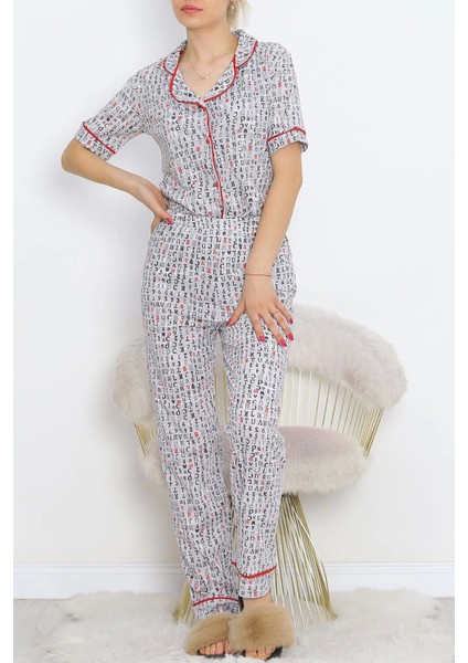 Düğmeli Pijama Takımı Grisiyah - 18948.1567.