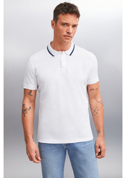 Rhodes Erkek Beyaz Polo Yaka T-Shirt