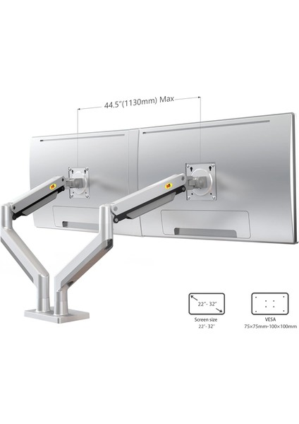 North Bayou Nb G32 22"-32" Amortisörlü 2-12KG Profosyonel Monitör Standı Gri