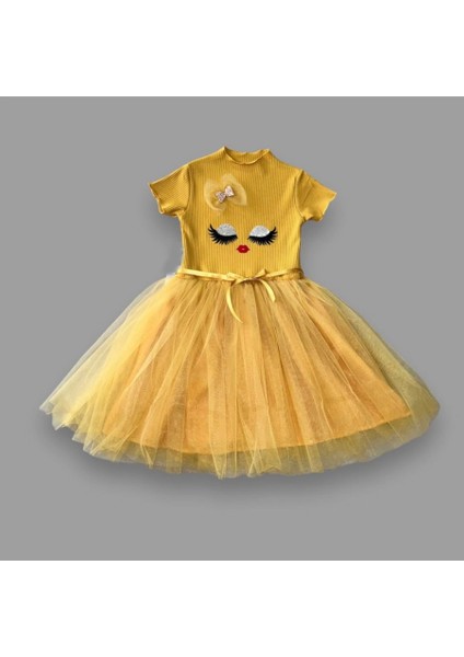5-6-7 Yaş Payetli Süslü Yüz Baskılı Kız Çocuk Elbisesi fiyatları