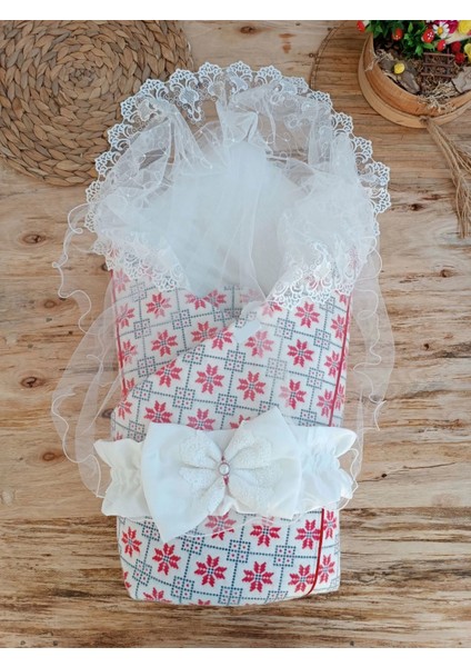 Yenidoğan Kar Tanesi Desenli Dantelli Duvaklı Bebek Battaniyesi Kundak fiyatları