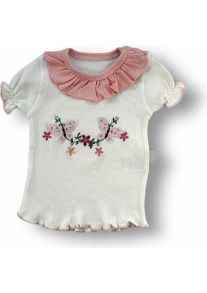 6-9 9-12 12-18 Ay Çiçek Nakışlı Roman Şalvar Bandanalı Kısa Kollu Sweat 3lü Kız Bebek Takımı fiyatları