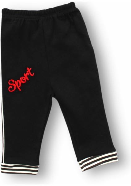 6-9 9-12 12-18 18-24 24-36 Ay Sport Baskılı Çizgili Uzun Kollu Sweatli 2li Erkek Bebek Takımı