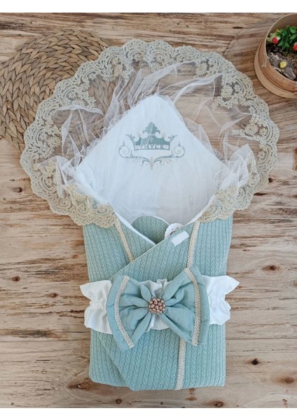 Yenidoğan Tericotton Örgülü Trilüx Bebek Battaniyesi Kundak