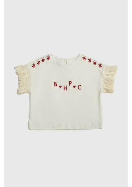 Beverly Hills Polo Club  Kız Çocuk Beyaz T-Shirt