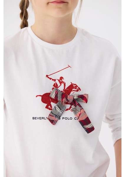 Beverly Hills Polo Club  Kız Çocuk Beyaz T-Shirt