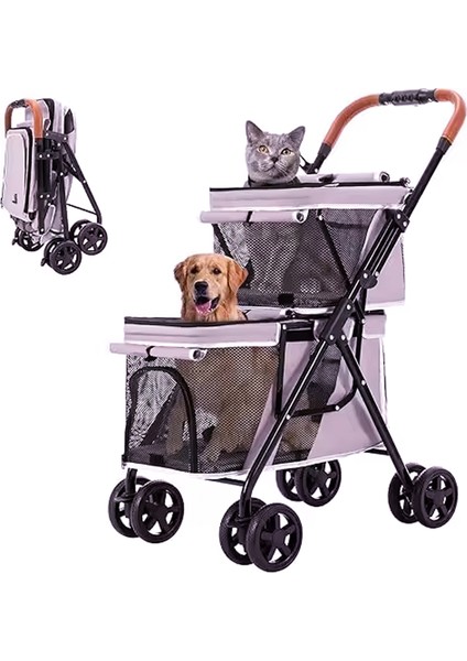 Patigo LD03M 2 Katlı Katlanabilir Kedi ve Köpek Arabası