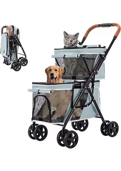 Patigo LD03M 2 Katlı Katlanabilir Kedi ve Köpek Arabası