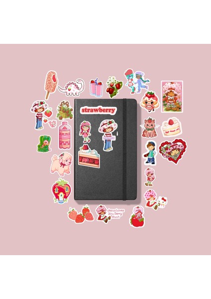 Çilek Kız, Strawberry Girl Sticker Paketi /bullet Journal Defter Çıkartma Ajanda Laptop Etiket