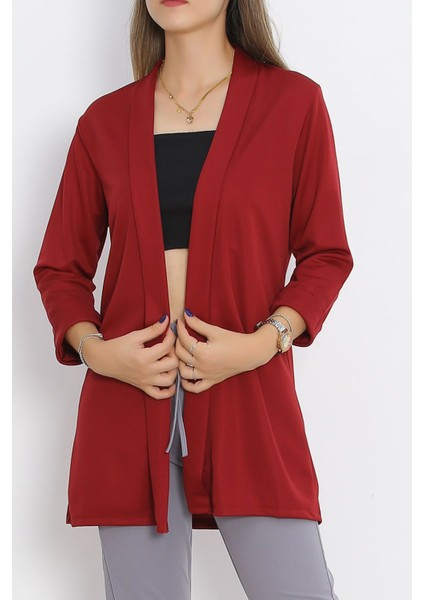 Melis Butik Melisbutik Uzun Kimono Bordo - 10051.1778.