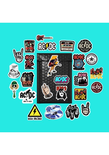 Ac/dc Sticker Paketi/ Bullet Journal Defter Çıkartma Ajanda Laptop Etiket