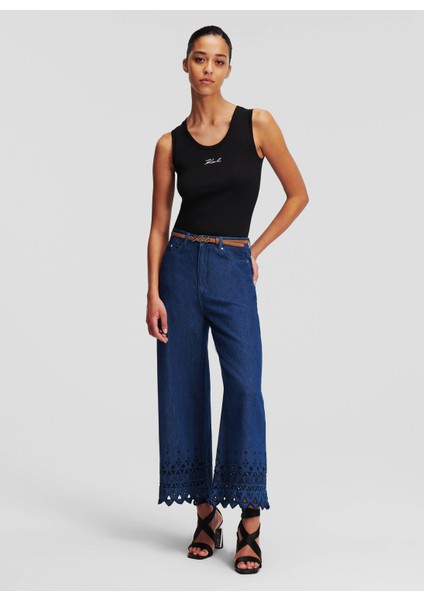 Yüksek Bel Düz Paça Normal Koyu Mavi Kadın Denim Pantolon 241W1102 fiyatları