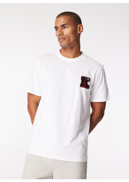 Bisiklet Yaka Baskılı Beyaz Erkek T-Shirt 240M2204100